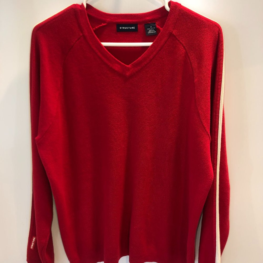 VINTAGE--STRUCTURE - V neck red sweater